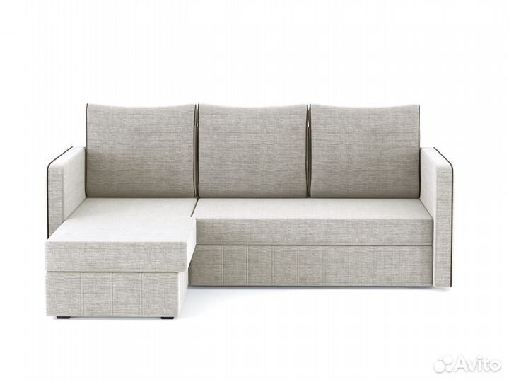 Угловой диван раскладной Слим Беж+Браун 210 см