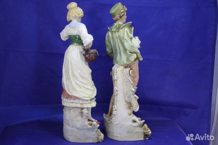 Старинная Статуэтка парная Рыбак и Рыбачка фарфор