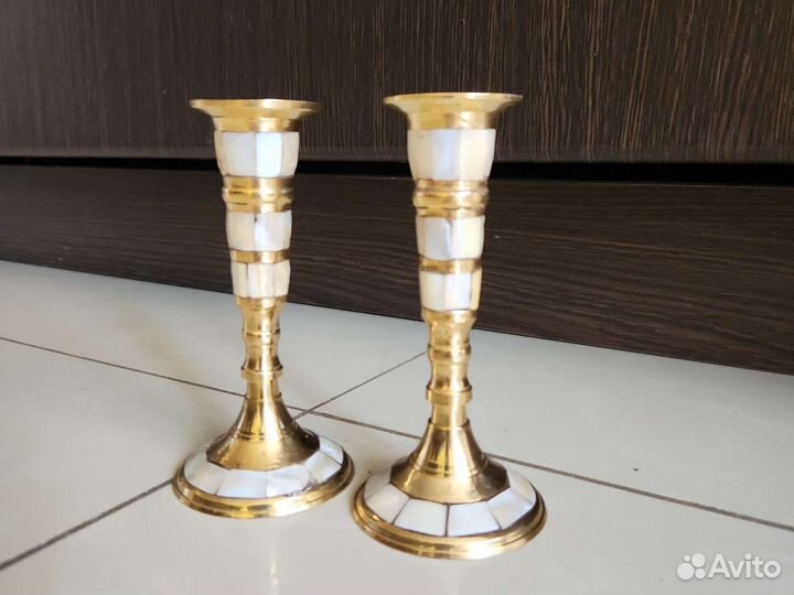 Подсвечники из латуни с натуральным перламутром