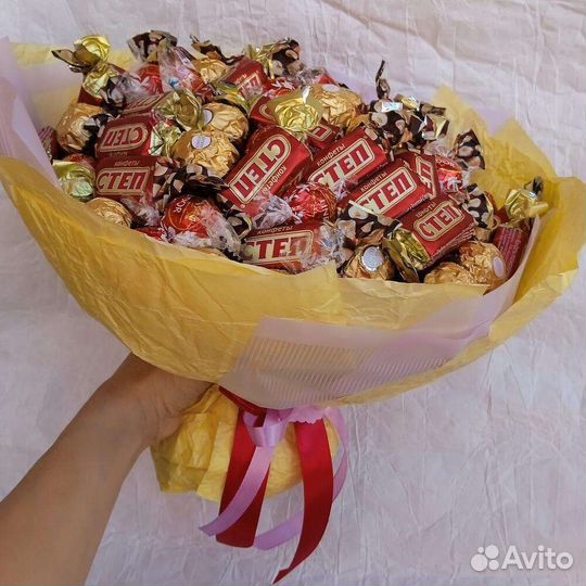 Сладкие букеты из шоколада, зефир и тд