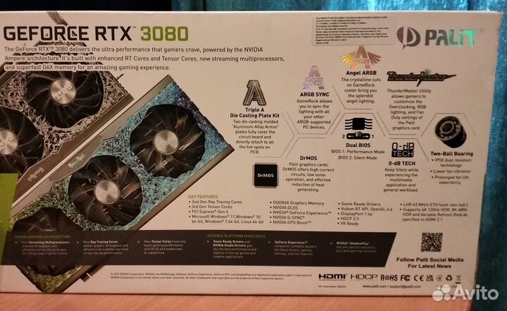 Видеокарта Palit GeForce RTX 3080 GameRock