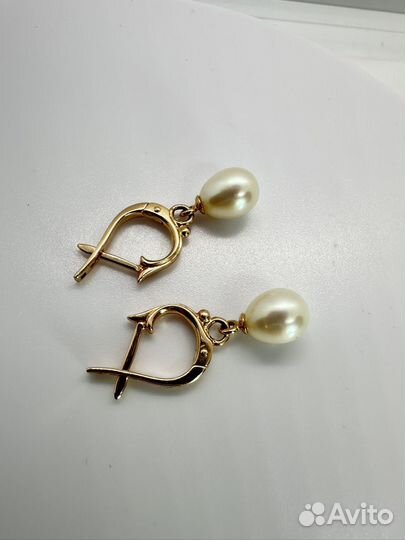 Серьги 585 пробы с жемчугами