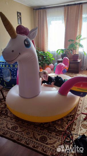 Надувной единорог intex Плот- матрас. Огромный
