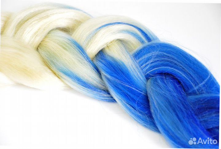 Канекалон бело синий омбре