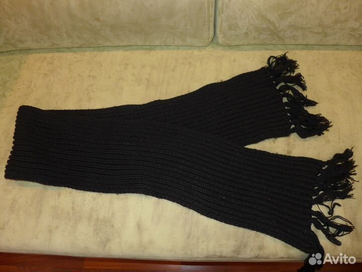 Шарф чёрный полушерстяной