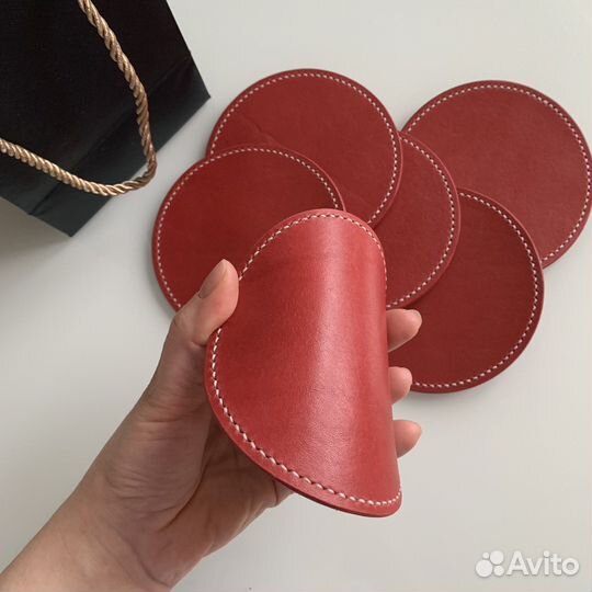 Набор подставок из кожи под бокалы/кружки/стаканы