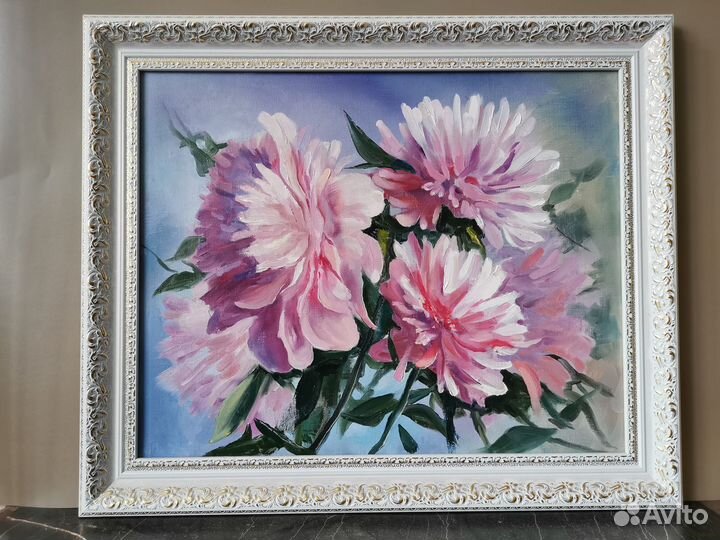 Картина маслом на холсте пионы