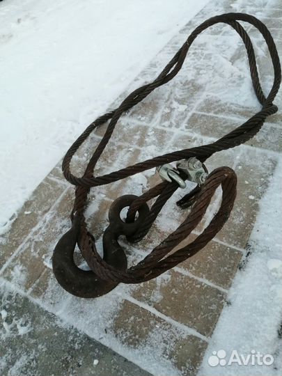 Трос стальной, бу; длинна 3,5; диаметр 20 мм