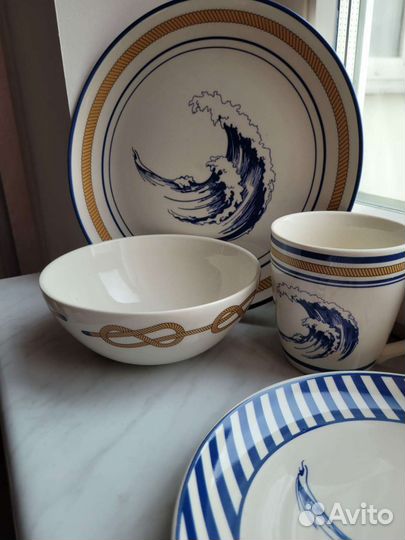 Тарелки новые, морские, Дулево