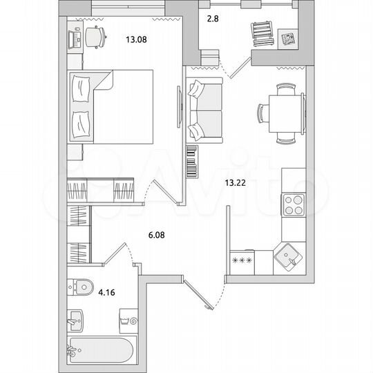 1-к. квартира, 39,3 м², 6/17 эт.