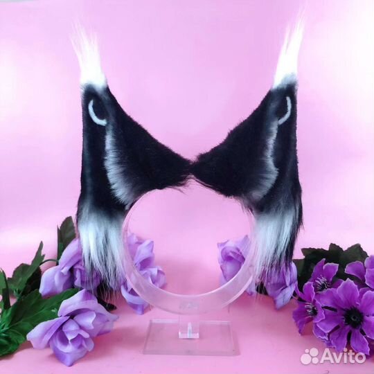 Ушки чёрного мейн куна / рыси на ободке