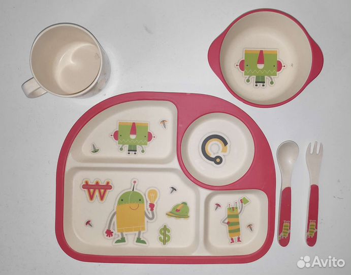 Набор детской посуды из бамбука