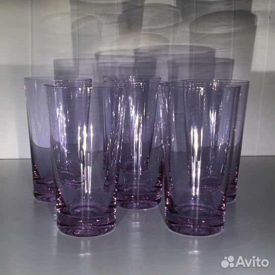 Стаканы 6 штук из неодимового стекла СССР
