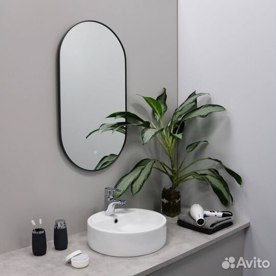 Зеркало Fixsen FX-3080F с LED подсветкой, графит, 40х80 см