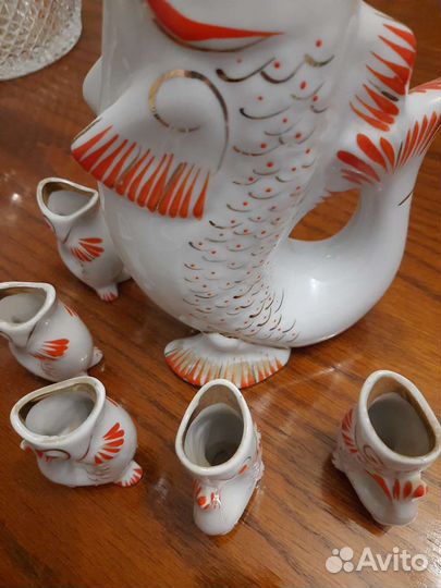 Набор посуды винтаж.Рыбки.Оригинал