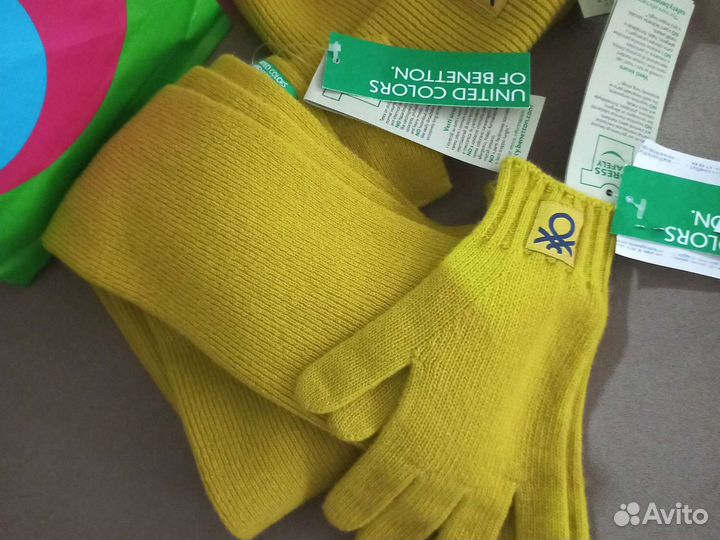 Benetton шапка,шарф,перчатки