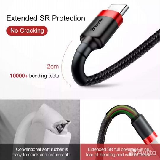 USB A/USB C кабель Baseus (2 метра)