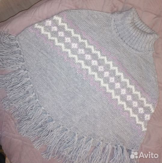 Пончо вязаное для девочки