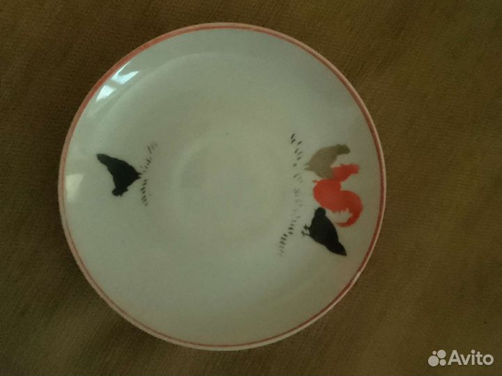 Блюдце тарелка 40-е г. чашка и бокал СССР