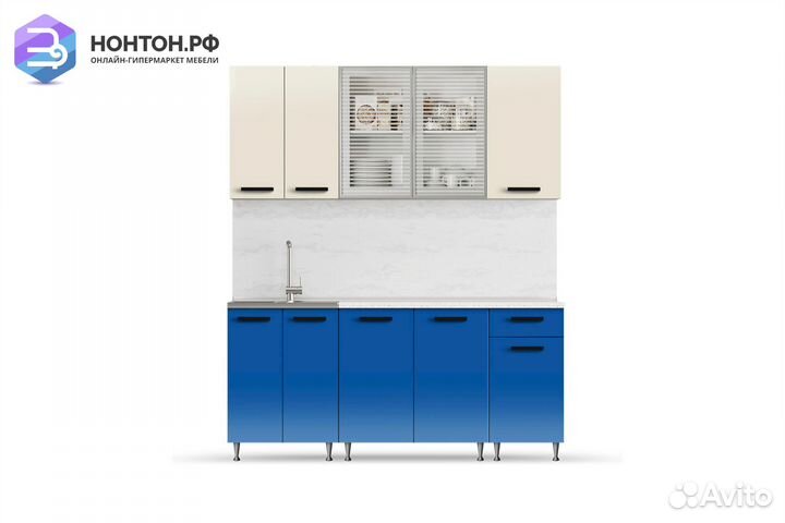 Кухня Рио-1 1.8м бежевый / синий