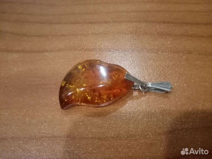 Кулон Янтарь СССР. Серебро 925 звезда