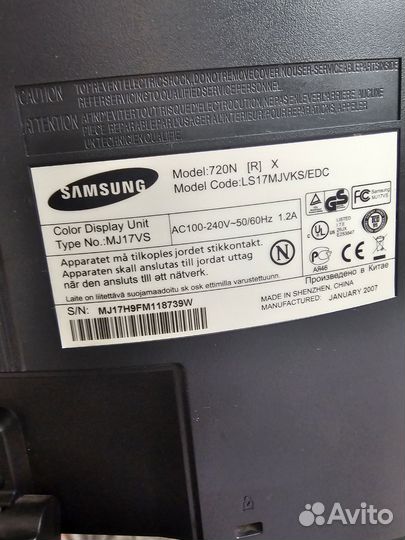 Монитор samsung 720n