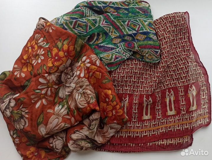 Платки шарфы парео натуральный шелк