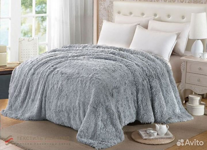 Плед травка меховой