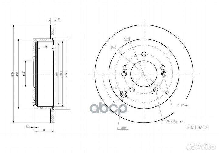 Диск заднего тормоза D284mm ARG291047 Arirang