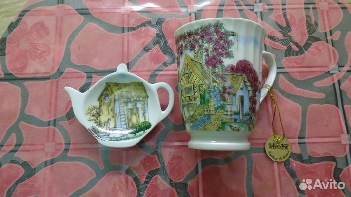 Фарфоровая кружка и подставка под пакетики Lefard