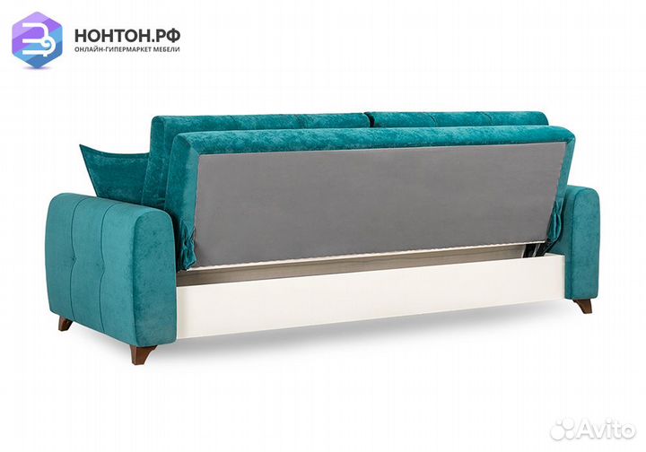 Диван книжка Плимут бирюзовый / коричневый