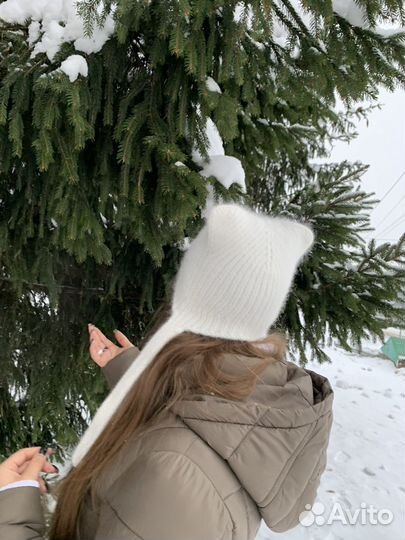 Шапка из ангоры вязаная для девочки/девушки