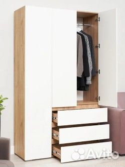 Шкаф 3- х створчатый Ирма дуб крафт золотой/белый