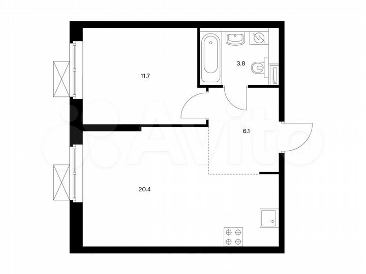 1-к. квартира, 42 м², 32/33 эт.