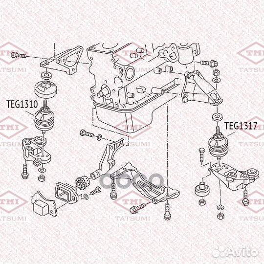 Опора двигателя audi A4/A6 лев. TEG1317 tatsumi