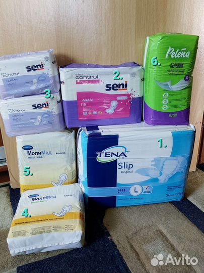Памперсы для взрослых, урологические прокладки