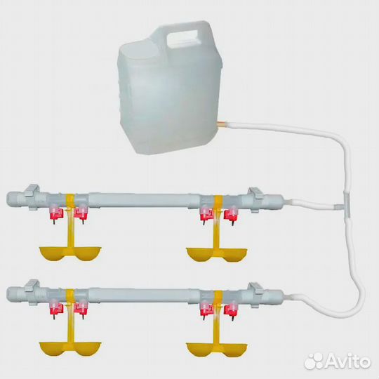 Поилка навесная ниппельная для сельхоз птиц 5л 4шт