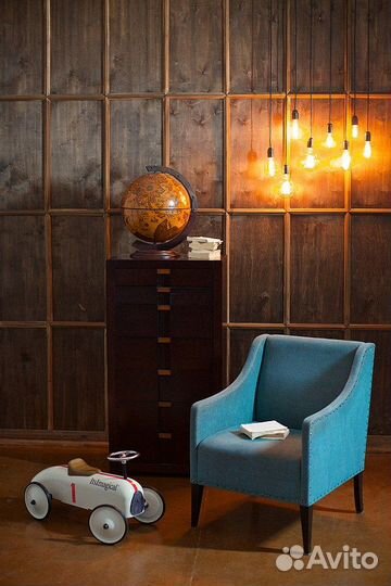 Диван классический синий, кресло синее