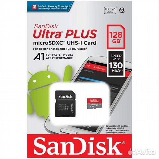 Карта памяти MicroSD Sandisk ultra 128gb