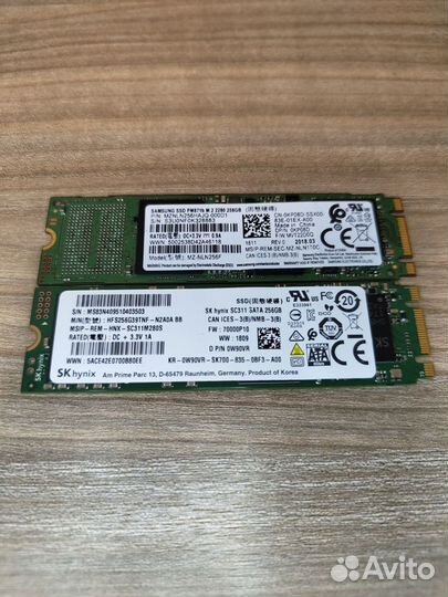 Samsung Hynix M.2 SSD (SATA) 128GB / 256GB