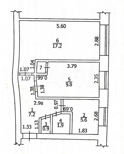 2-к. квартира, 43,1 м², 1/5 эт.