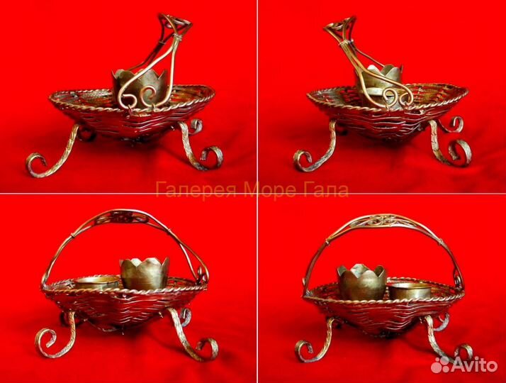 Антикварная бронзовая корзинка. XIX век