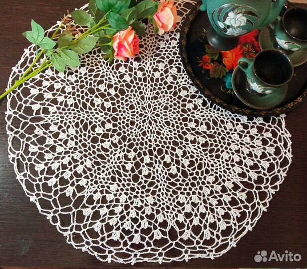 Салфетка вязаная кружевная ажурная