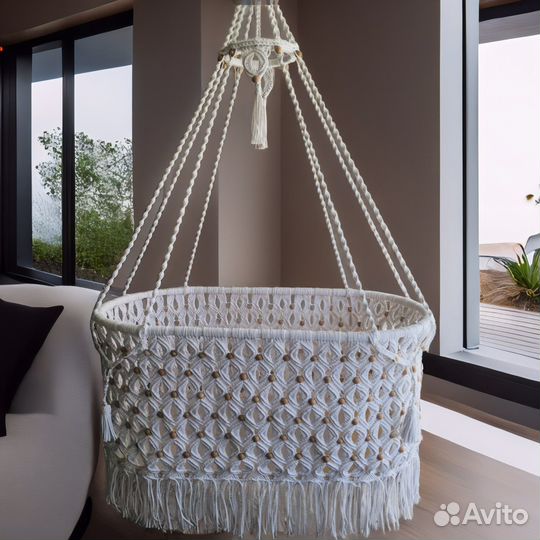 Детская люлька колыбель подвесная плетеная