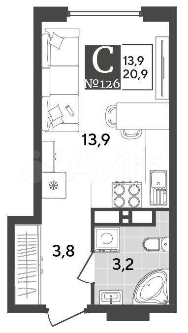 Квартира-студия, 20,9 м², 11/18 эт.