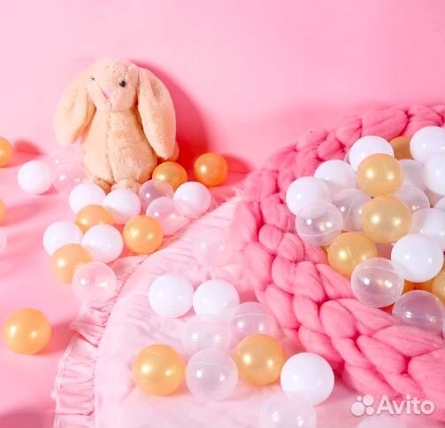 Комплект 300 шариков: белый, золото, прозрачный