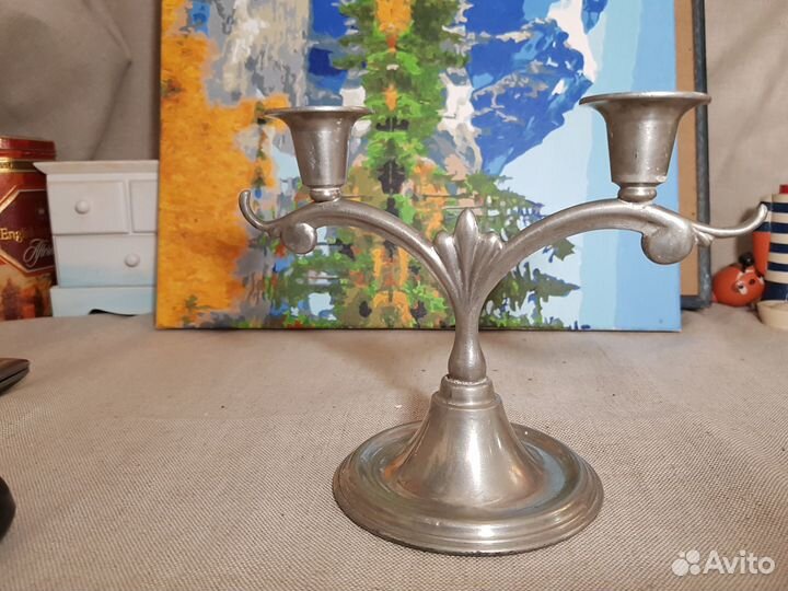 Подсвечник на две свечи (1,5-2 см) из олова