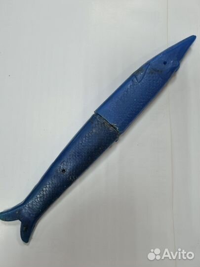 Нож-рыбка, нож-щука, нож-вилка щука. Синий