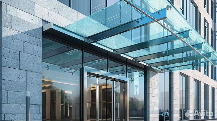 Стеклянные козырьки на заказ