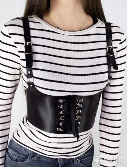 Портупея кожаная-корсетный пояс на шнуровке 44-48